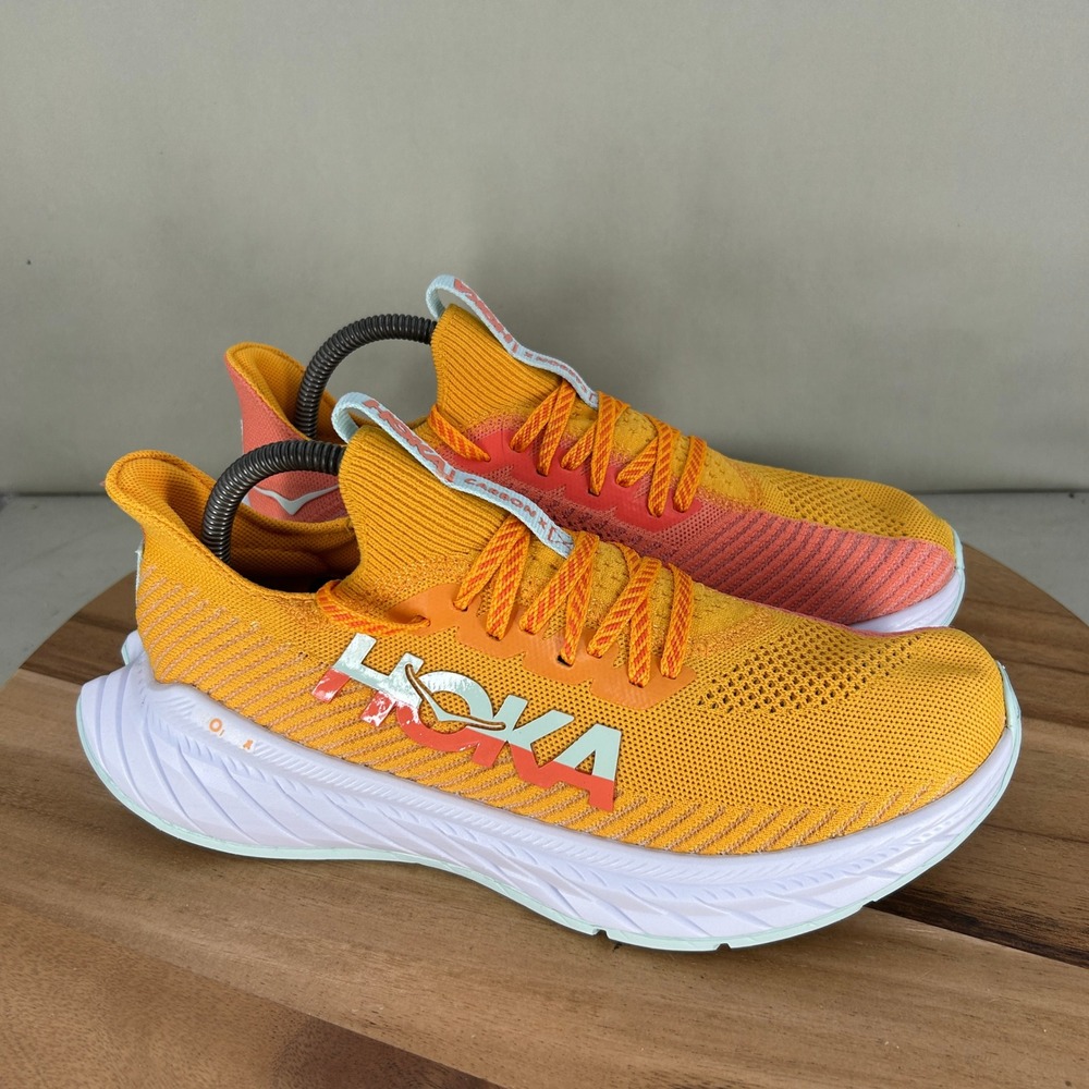 Hoka One One Carbon X 3 Mens Size 8.5 Orange Yellow Running Shoes 1123192-RYSH
